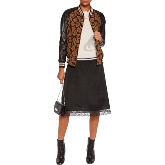 NWT Coach black & brown leather bomber jacket - Picture 2 of 12